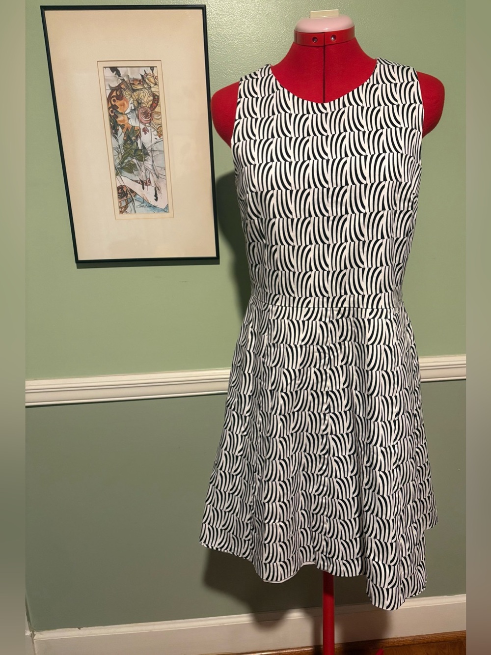 CeCe Black & White Abstract Dress